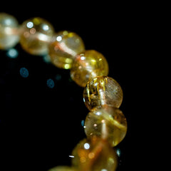 【10.5mmスモーキーゴールドルチル】ルチルクォーツ 10.5mm玉 タイチン ブレスレット 手首サイズ17cm