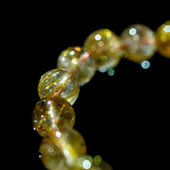 【10.5mmスモーキーゴールドルチル】ルチルクォーツ 10.5mm玉 タイチン ブレスレット 手首サイズ17cm