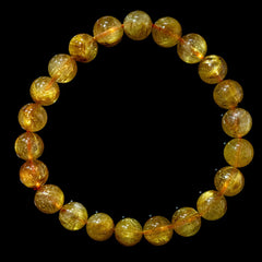 【9.0mmスモーキーゴールドルチル】ルチルクォーツ 9.0mm玉 タイチン ブレスレット 手首サイズ16.5cm