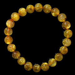 【9.0mmスモーキーゴールドルチル】ルチルクォーツ 9.0mm玉 タイチン ブレスレット 手首サイズ16.5cm