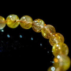 【10.5mmスモーキーゴールドルチル】ルチルクォーツ 10.5mm玉 タイチン ブレスレット 手首サイズ16.5cm