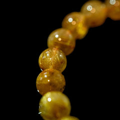 【9.0mmスモーキーゴールドルチル】ルチルクォーツ 9.0mm玉 タイチン ブレスレット 手首サイズ16.5cm