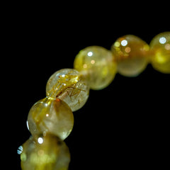 【10.5mmスモーキーゴールドルチル】ルチルクォーツ 10.5mm玉 タイチン ブレスレット 手首サイズ16.5cm