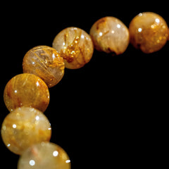 【11.5mm迫力満点ゴールドルチル】ルチルクォーツ 11.5mm玉 タイチン ブレスレット 手首サイズ16.0cm