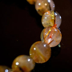 【太陽(放射)タイプ】ルチルクォーツ 10mm玉 タイチン ブレスレッド 手首サイズ16cm