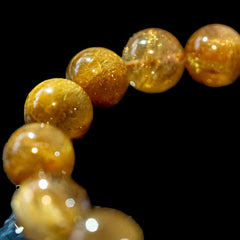 【14.5mm迫力満点ゴールドルチル】ルチルクォーツ 14.5mm玉 タイチン ブレスレット 手首サイズ17.0cm