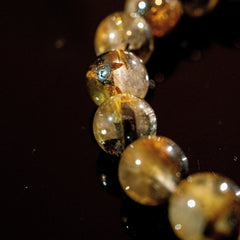 【10.0mm迫力満点太陽放射ルチル】ルチルクォーツ 10.0mm玉 タイチン ブレスレッド 手首サイズ16cm