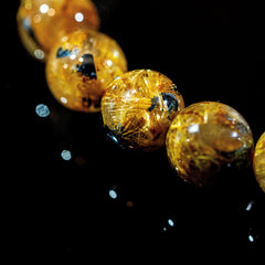 【10mm太陽(放射)タイプ】ルチルクォーツ 10mm玉 タイチン ブレスレッド 手首サイズ16.5cm