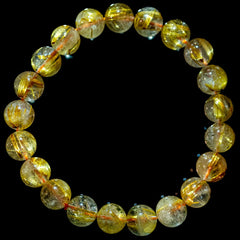 【9.5mmスモーキーゴールドルチル】ルチルクォーツ 9.5mm玉 タイチン ブレスレット 手首サイズ17cm