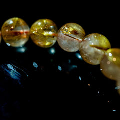 【9.5mmスモーキーゴールドルチル】ルチルクォーツ 9.5mm玉 タイチン ブレスレット 手首サイズ17cm