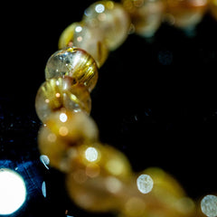 【9.5mmスモーキーゴールドルチル】ルチルクォーツ 9.5mm玉 タイチン ブレスレット 手首サイズ17cm