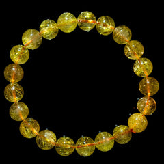 【9.5mmスモーキーゴールドルチル】ルチルクォーツ 9.5mm玉 タイチン ブレスレット 手首サイズ17cm