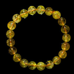 【9.5mmスモーキーゴールドルチル】ルチルクォーツ 9.5mm玉 タイチン ブレスレット 手首サイズ17cm