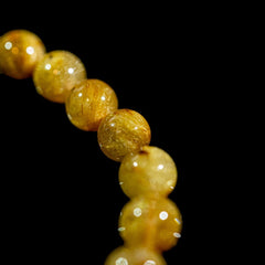 【7.3mmゴールドルチル】ルチルクォーツ 7.3mm玉 タイチン ブレスレット 手首サイズ16.5cm