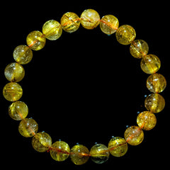 【9.0mmスモーキーゴールドルチル】ルチルクォーツ 9.0mm玉 タイチン ブレスレット 手首サイズ17cm