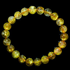 【9.0mmスモーキーゴールドルチル】ルチルクォーツ 9.0mm玉 タイチン ブレスレット 手首サイズ17cm