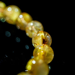 【9.0mmスモーキーゴールドルチル】ルチルクォーツ 9.0mm玉 タイチン ブレスレット 手首サイズ17cm