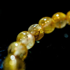 【9.0mmスモーキーゴールドルチル】ルチルクォーツ 9.0mm玉 タイチン ブレスレット 手首サイズ17cm