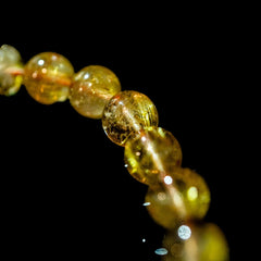 【8.5mmスモーキーゴールドルチル】ルチルクォーツ 8.5mm玉 タイチン ブレスレット 手首サイズ17cm