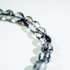 【ブラックトルマリンクォーツ ブレスレット】7.5mm珠|内径15.5cm・シャープな針入り天然石 RQBL075-002