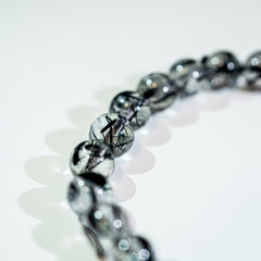 【ブラックトルマリンクォーツ ブレスレット】7.5mm珠|内径15.5cm・シャープな針入り天然石 RQBL075-002
