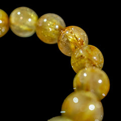 【11.5mm迫力満点ゴールドルチル】ルチルクォーツ 11.5mm玉 タイチン ブレスレット 手首サイズ17.5cm