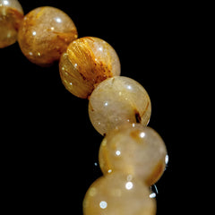 【11.5mm迫力満点ゴールドルチル】ルチルクォーツ 11.5mm玉 タイチン ブレスレット 手首サイズ16.0cm