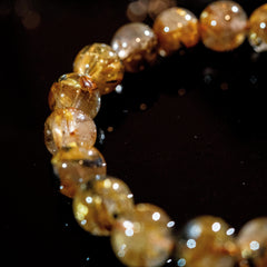 【10mm迫力満点太陽放射ルチル】ルチルクォーツ 10.0mm玉 タイチン ブレスレッド 手首サイズ16cm