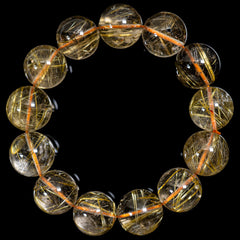 【18.0mmクリアタイプゴールドルチル】ルチルクォーツ 18.0mm玉 タイチン ブレスレット 手首サイズ18cm