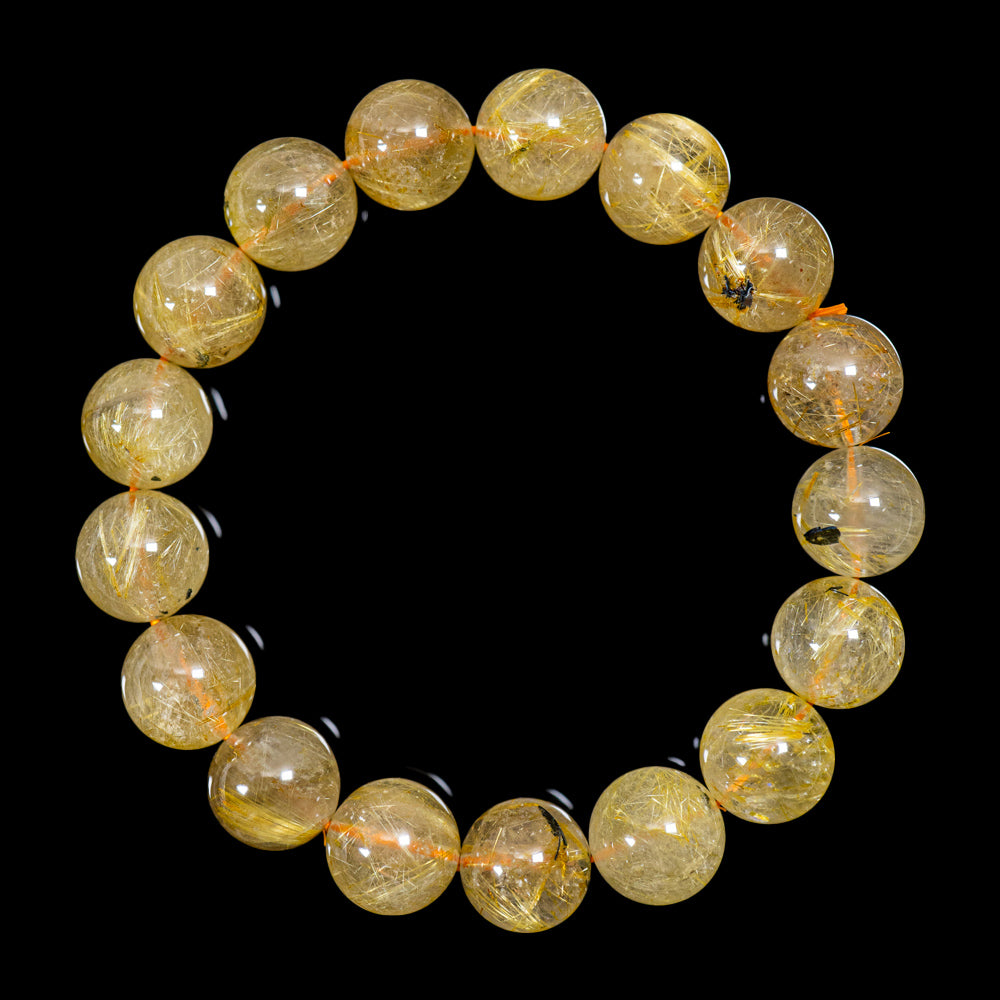 【12.5mm太陽ルチル(ヘマタイト/ルチル)】ルチルクォーツ 12.5mm玉 ブレスレット 手首サイズ17.5cm