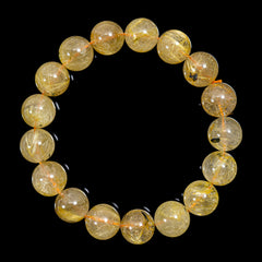 【12.5mm太陽ルチル(ヘマタイト/ルチル)】ルチルクォーツ 12.5mm玉 ブレスレット 手首サイズ17.5cm