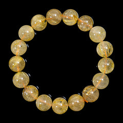 【12.5mm太陽ルチル(ヘマタイト/ルチル)】ルチルクォーツ 12.5mm玉 ブレスレット 手首サイズ17.5cm