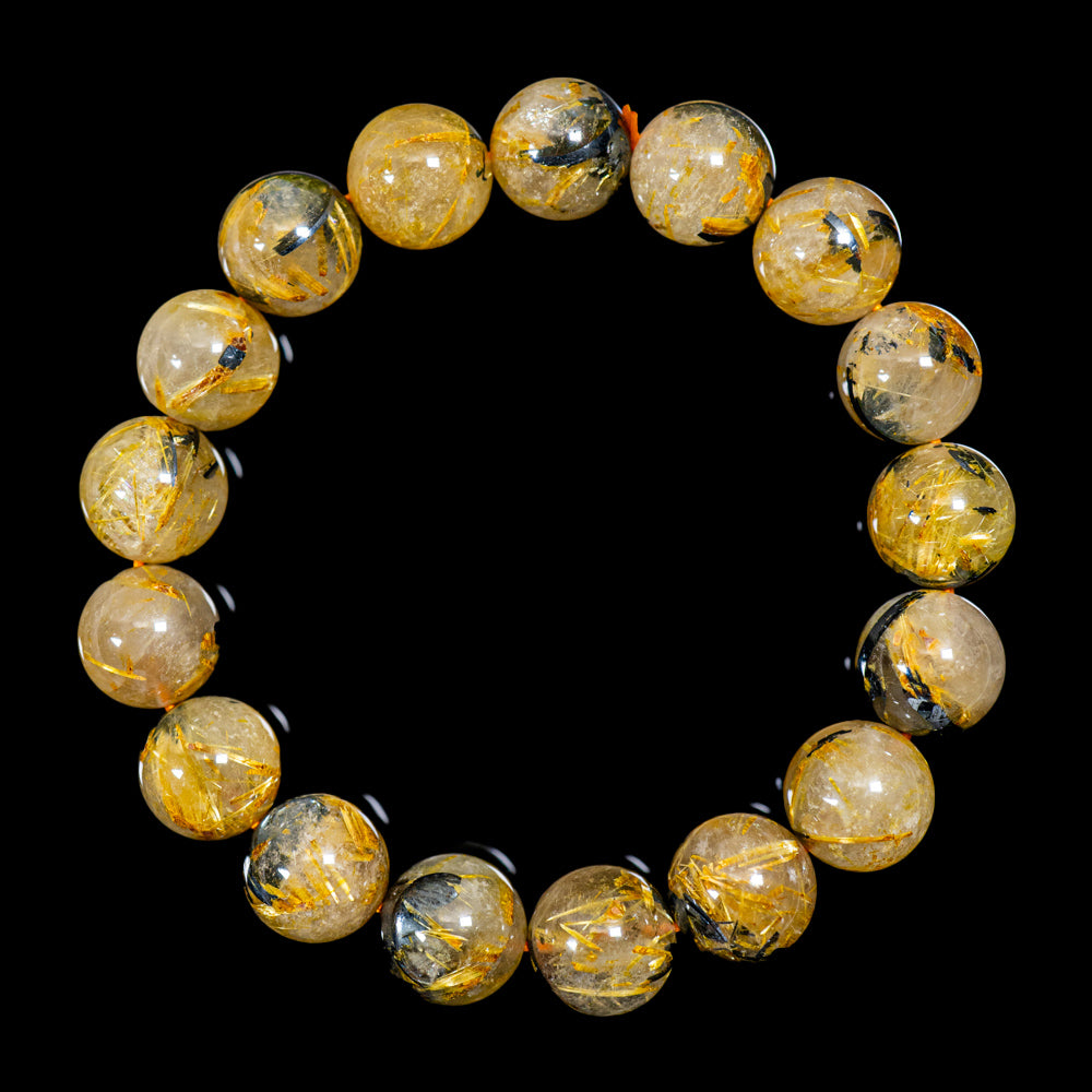 【12.0mm太陽ルチル(ヘマタイト/ルチル)】ルチルクォーツ 12.0mm玉 ブレスレット 手首サイズ17cm