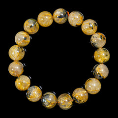 【12.0mm太陽ルチル(ヘマタイト/ルチル)】ルチルクォーツ 12.0mm玉 ブレスレット 手首サイズ17cm