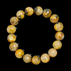 【12.0mm太陽ルチル(ヘマタイト/ルチル)】ルチルクォーツ 12.0mm玉 ブレスレット 手首サイズ17cm