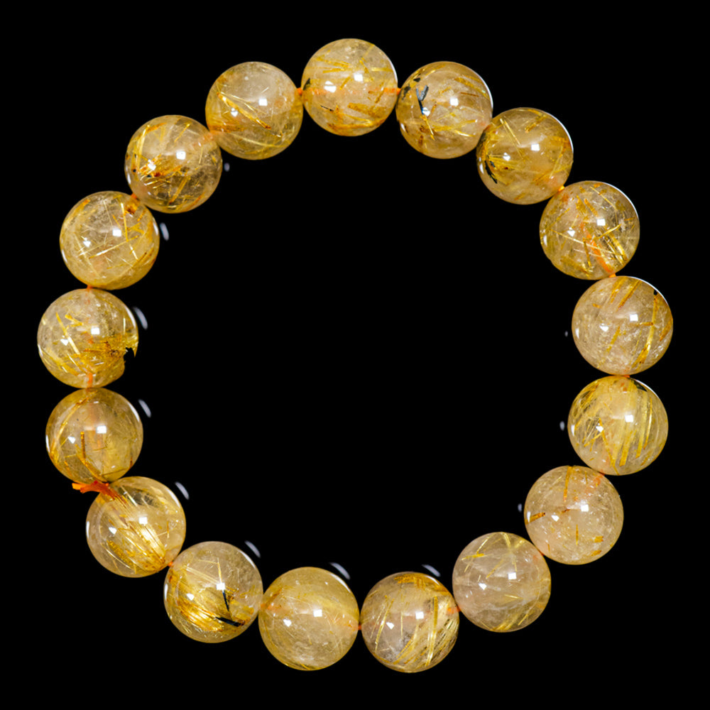 【12.0mm太陽ルチル(ヘマタイト/ルチル)】ルチルクォーツ 12.0mm玉 ブレスレット 手首サイズ17cm