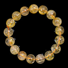 【12.5mm太陽ルチル(ヘマタイト/ルチル)】ルチルクォーツ 12.5mm玉 ブレスレット 手首サイズ17cm