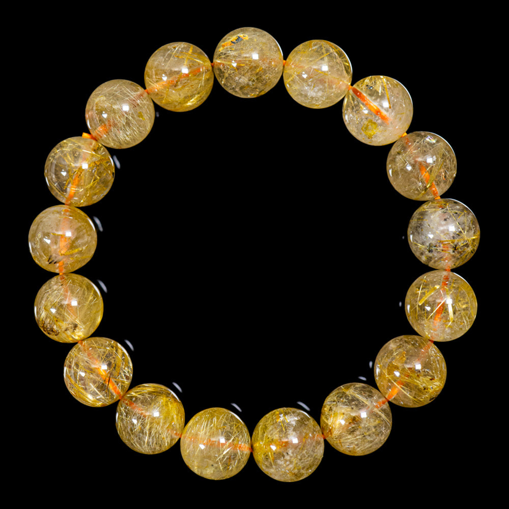 【11.5mm太陽ルチル(ヘマタイト/ルチル)】ルチルクォーツ 11.5mm玉 ブレスレット 手首サイズ16.5cm