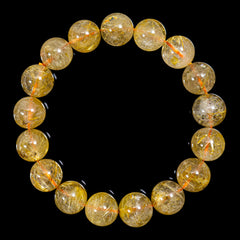 【11.5mm太陽ルチル(ヘマタイト/ルチル)】ルチルクォーツ 11.5mm玉 ブレスレット 手首サイズ16.5cm