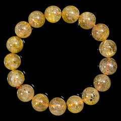 【11.5mm太陽ルチル(ヘマタイト/ルチル)】ルチルクォーツ 11.5mm玉 ブレスレット 手首サイズ16.5cm