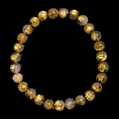 【7.0mm太陽ルチル(ヘマタイト/ルチル)】ルチルクォーツ 7.0mm玉 ブレスレット 手首サイズ16.5cm