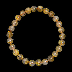 【7.0mm太陽ルチル(ヘマタイト/ルチル)】ルチルクォーツ 7.0mm玉 ブレスレット 手首サイズ16cm