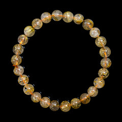 【7.0mm太陽ルチル(ヘマタイト/ルチル)】ルチルクォーツ 7.0mm玉 ブレスレット 手首サイズ16cm