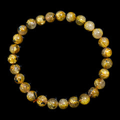 【7.0mm太陽ルチル(ヘマタイト/ルチル)】ルチルクォーツ 7.0mm玉 ブレスレット 手首サイズ16.5cm