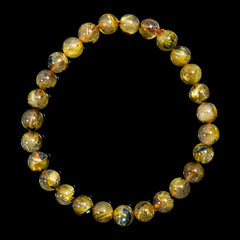 【7.0mm太陽ルチル(ヘマタイト/ルチル)】ルチルクォーツ 7.0mm玉 ブレスレット 手首サイズ16.5cm