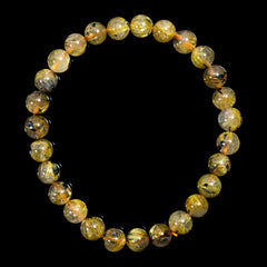 【7.0mm太陽ルチル(ヘマタイト/ルチル)】ルチルクォーツ 7.0mm玉 ブレスレット 手首サイズ16.5cm