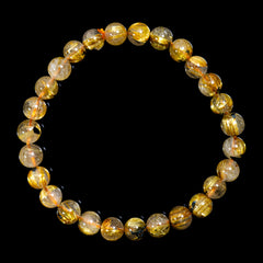 【7.5mm太陽ルチル(ヘマタイト/ルチル)】ルチルクォーツ 7.5mm玉 ブレスレット 手首サイズ16.5cm