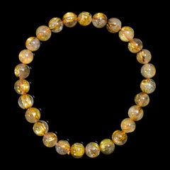 【7.5mm太陽ルチル(ヘマタイト/ルチル)】ルチルクォーツ 7.5mm玉 ブレスレット 手首サイズ16.5cm