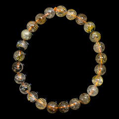 【8.0mm太陽ルチル(ヘマタイト/ルチル)】ルチルクォーツ 8.0mm玉 ブレスレット 手首サイズ16.5cm