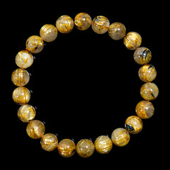 【9.0mm太陽ルチル(ヘマタイト/ルチル)】ルチルクォーツ 9.0mm玉 ブレスレット 手首サイズ16.5cm